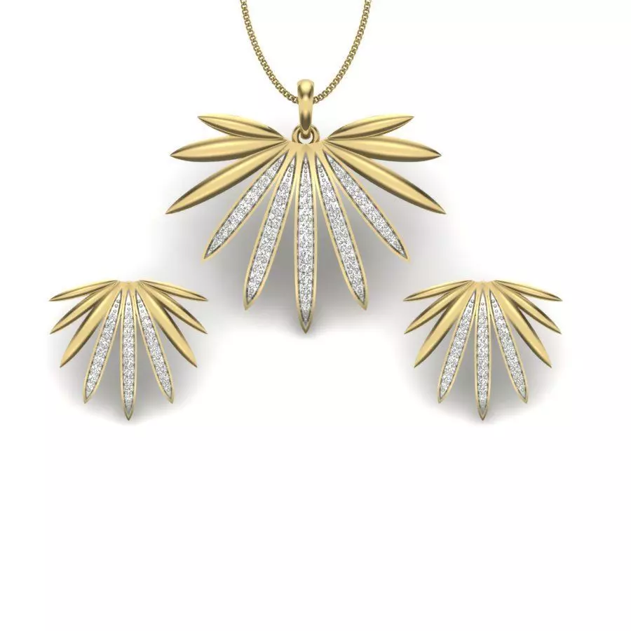 Women pendant-earrings set 3dm render detail 3D print model_0