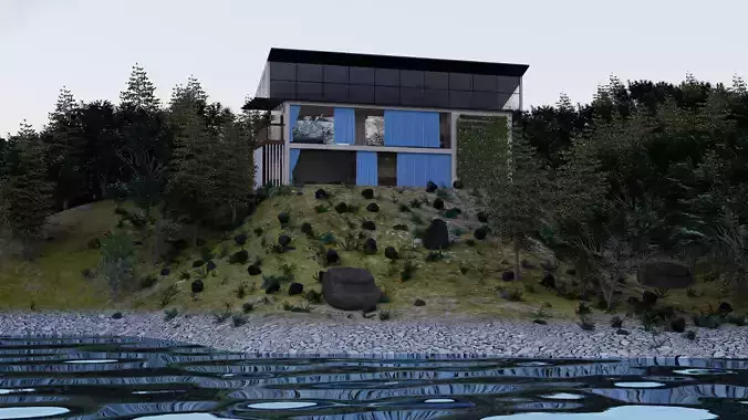 Minihouse house on edge of lake