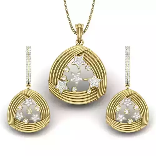 Women pendant-earrings set 3dm render detail 3D print model