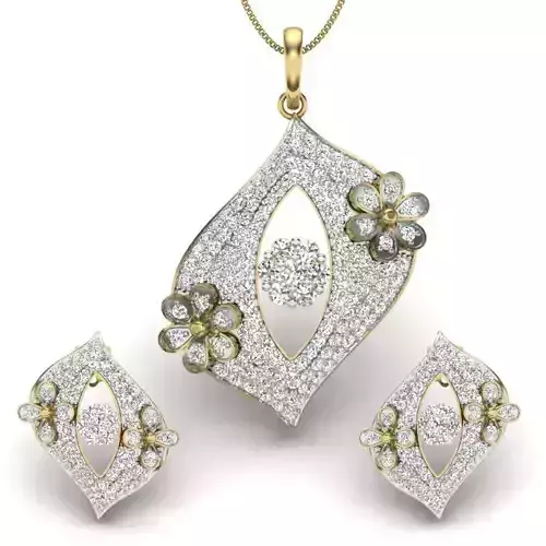 Women pendant-earrings set 3dm render detail 3D print model