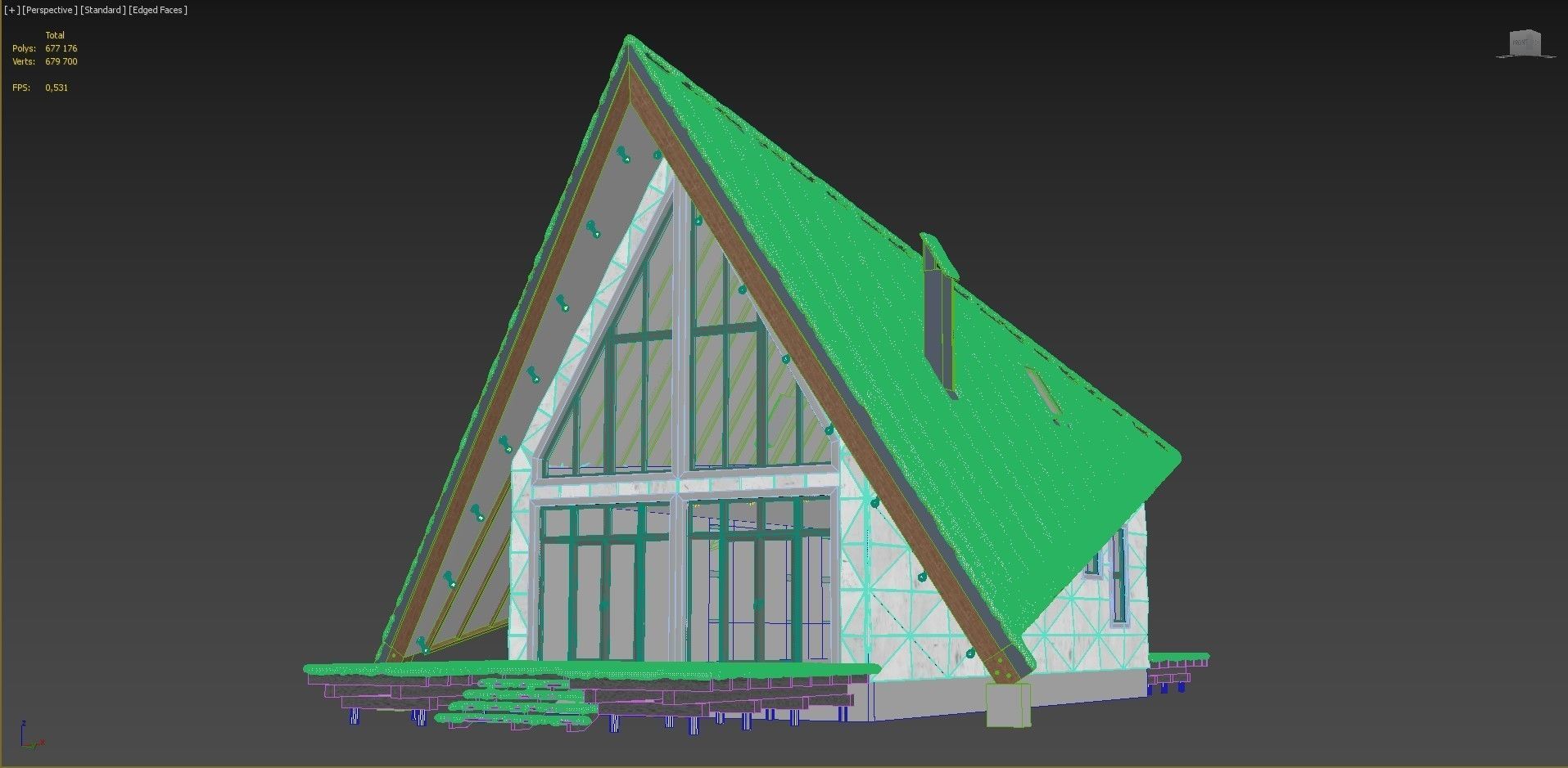 Winter house in the forest 3D model_16