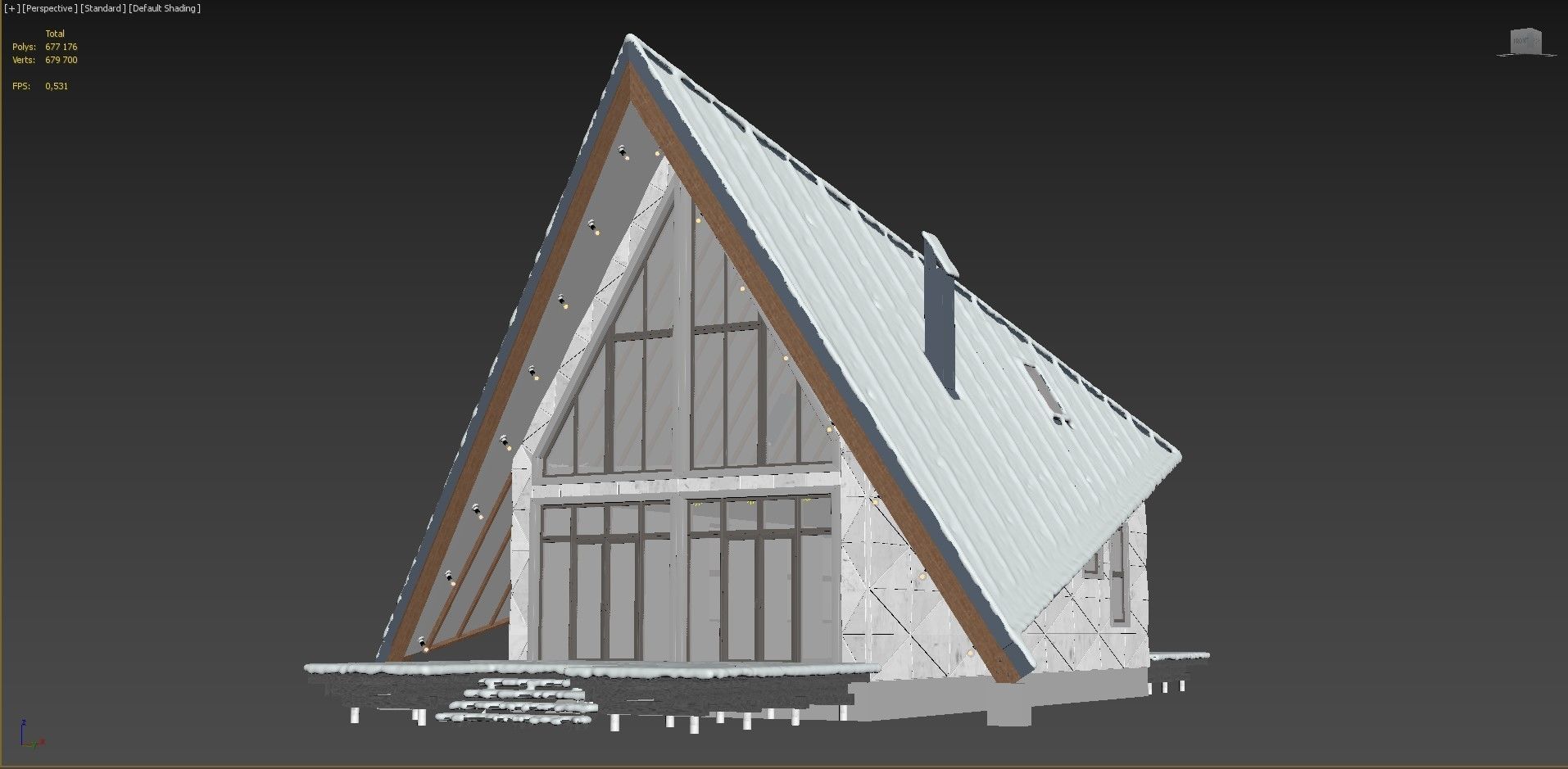 Winter house in the forest 3D model_12