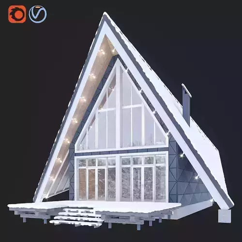 Winter house in the forest 3D model