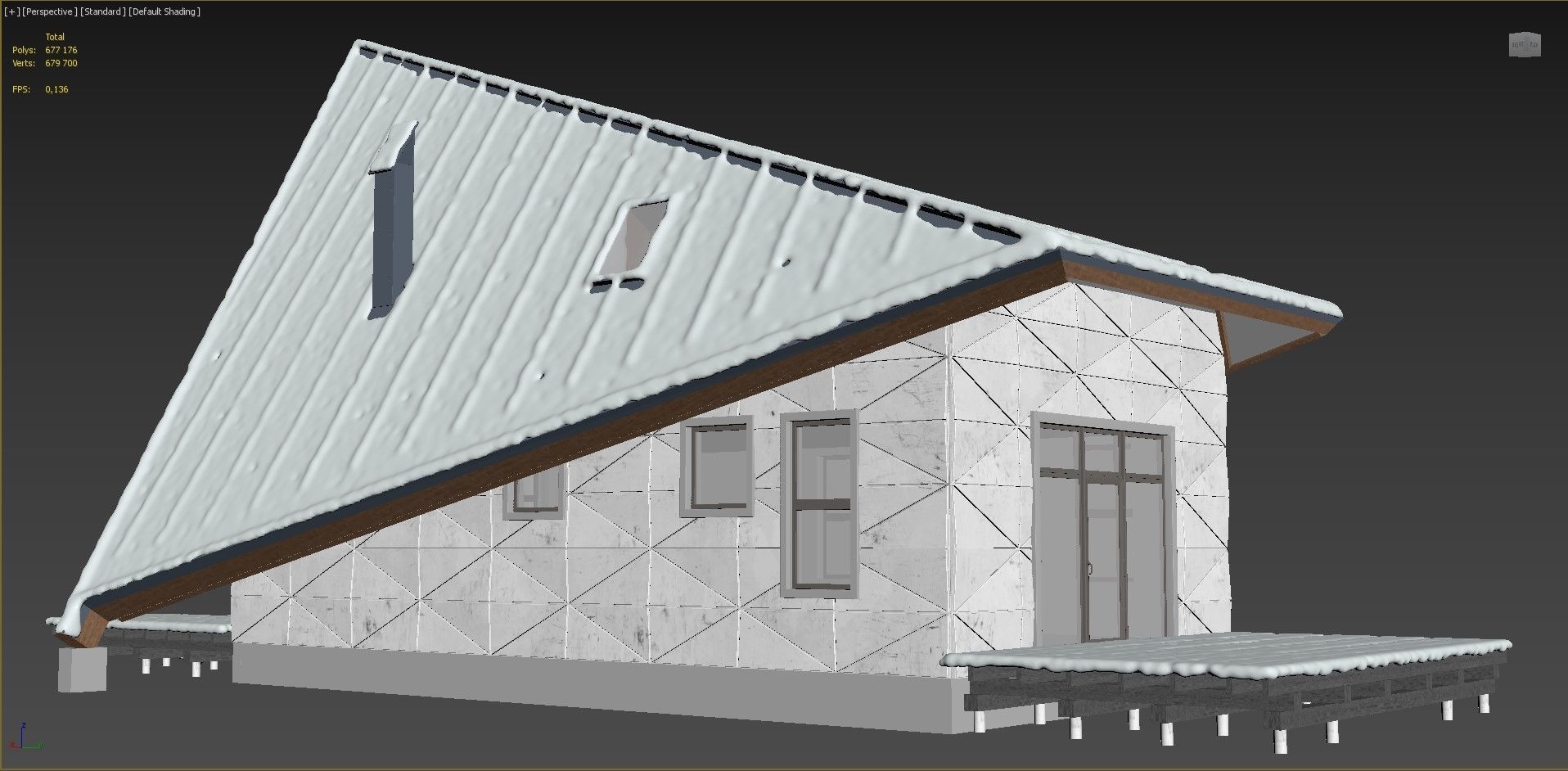 Winter house in the forest 3D model_14