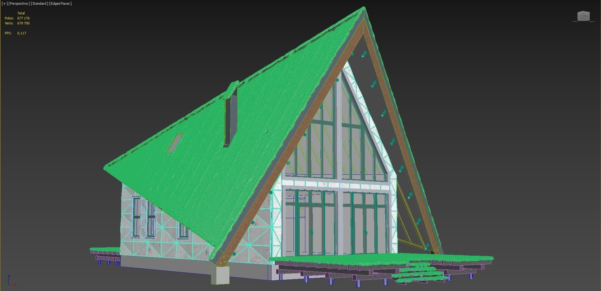 Winter house in the forest 3D model_17