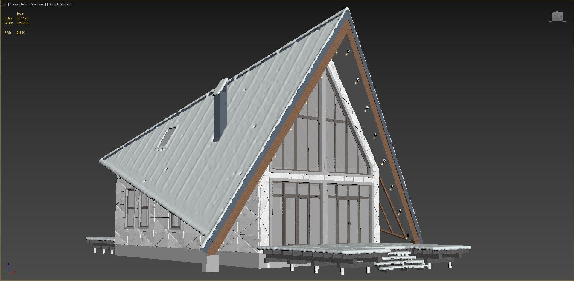 Winter house in the forest 3D model_13