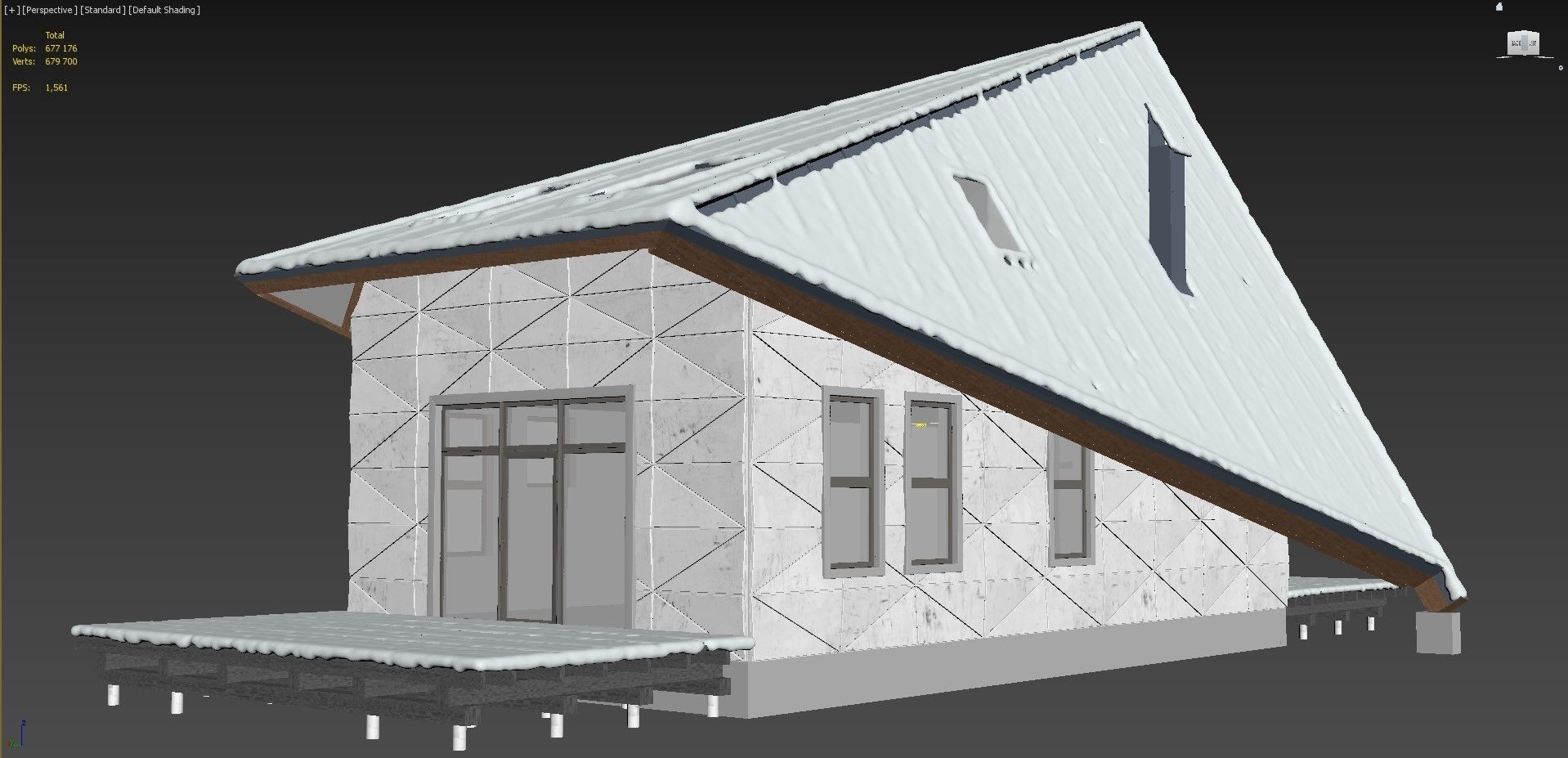 Winter house in the forest 3D model_15