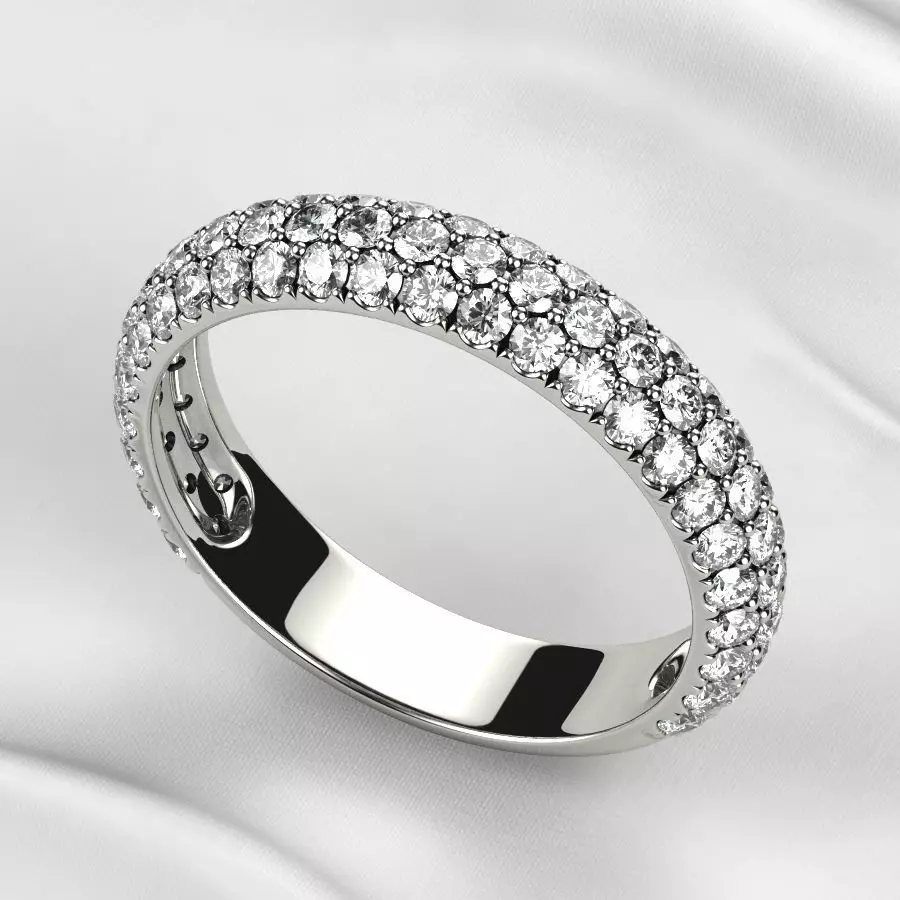 Pave Gems Wedding Gold Ring 3D print model