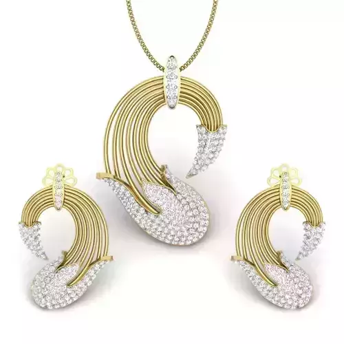 Women pendant-earrings set 3dm render detail 3D print model