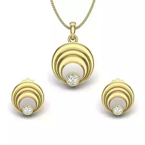 Women solitaire pendant-earrings set 3dm render detail