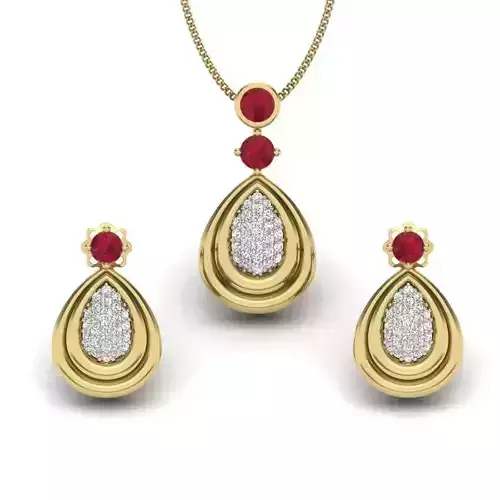 Women pendant-earrings set 3dm render detail 3D print model