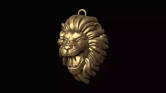 Furious Lion Head Pendant 3D print model