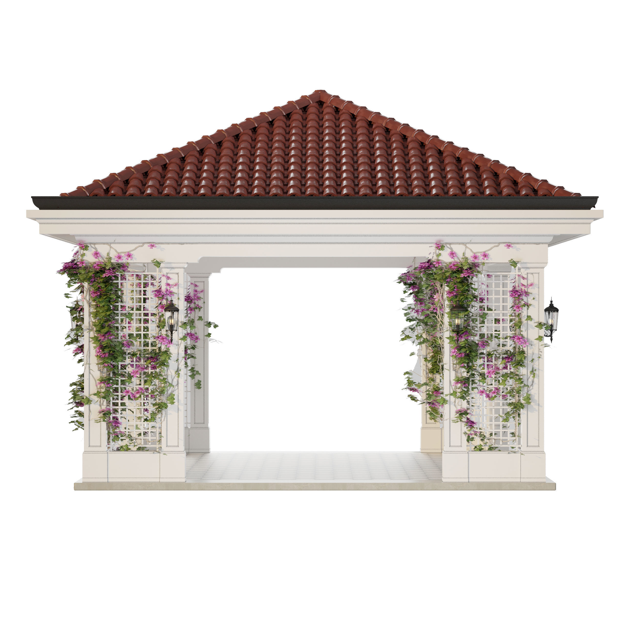 Gazebo with flowers 3D model_7