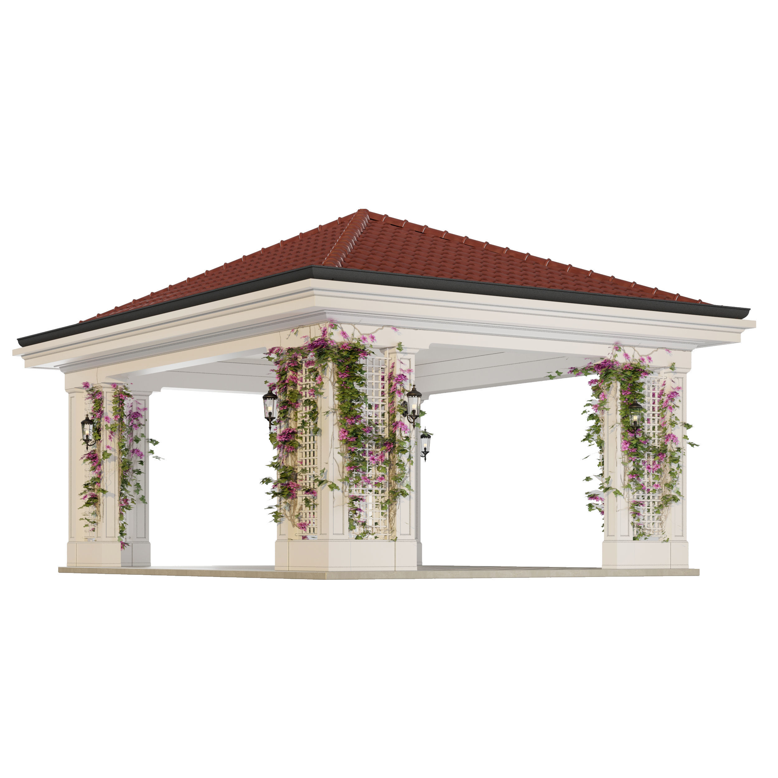 Gazebo with flowers 3D model_9
