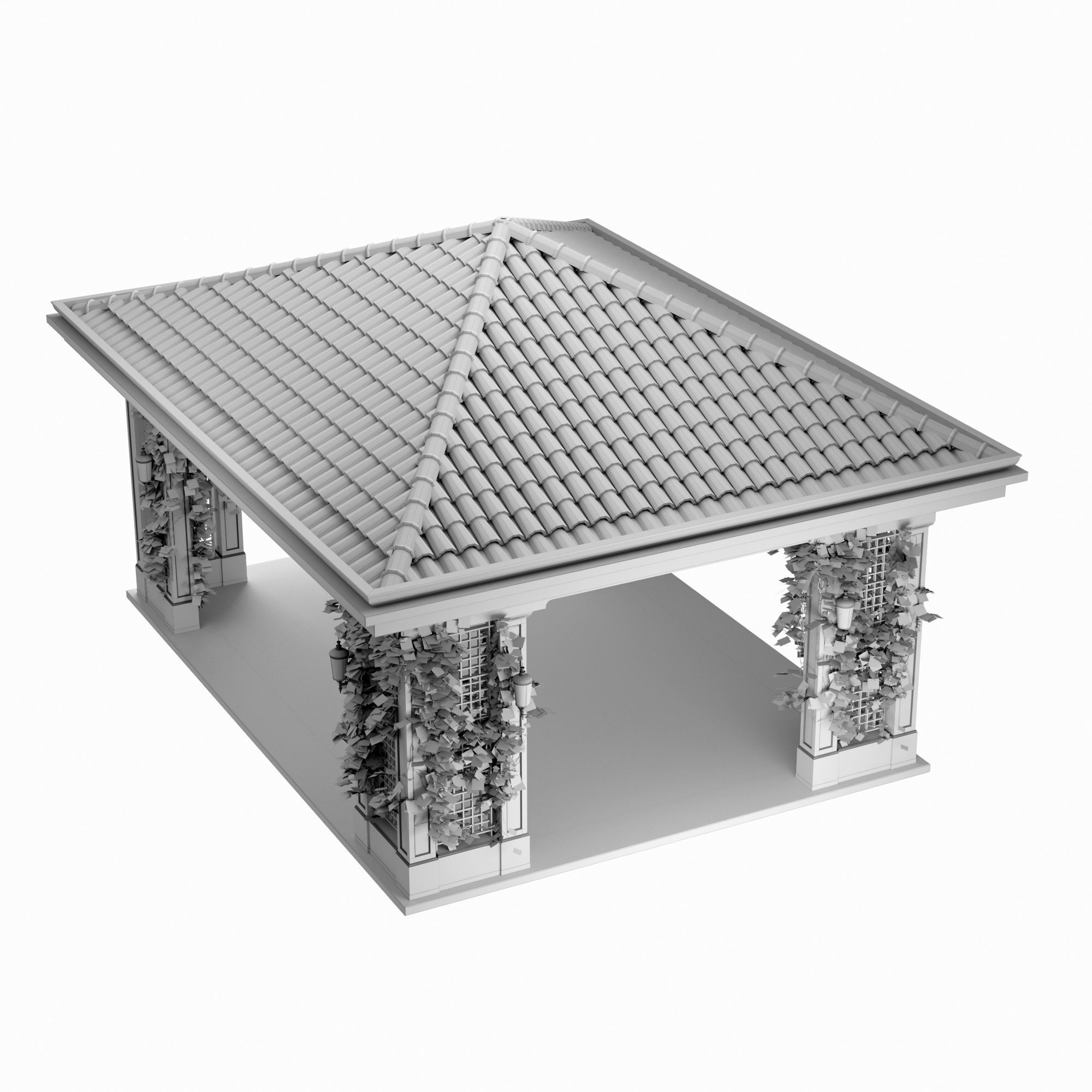 Gazebo with flowers 3D model_12