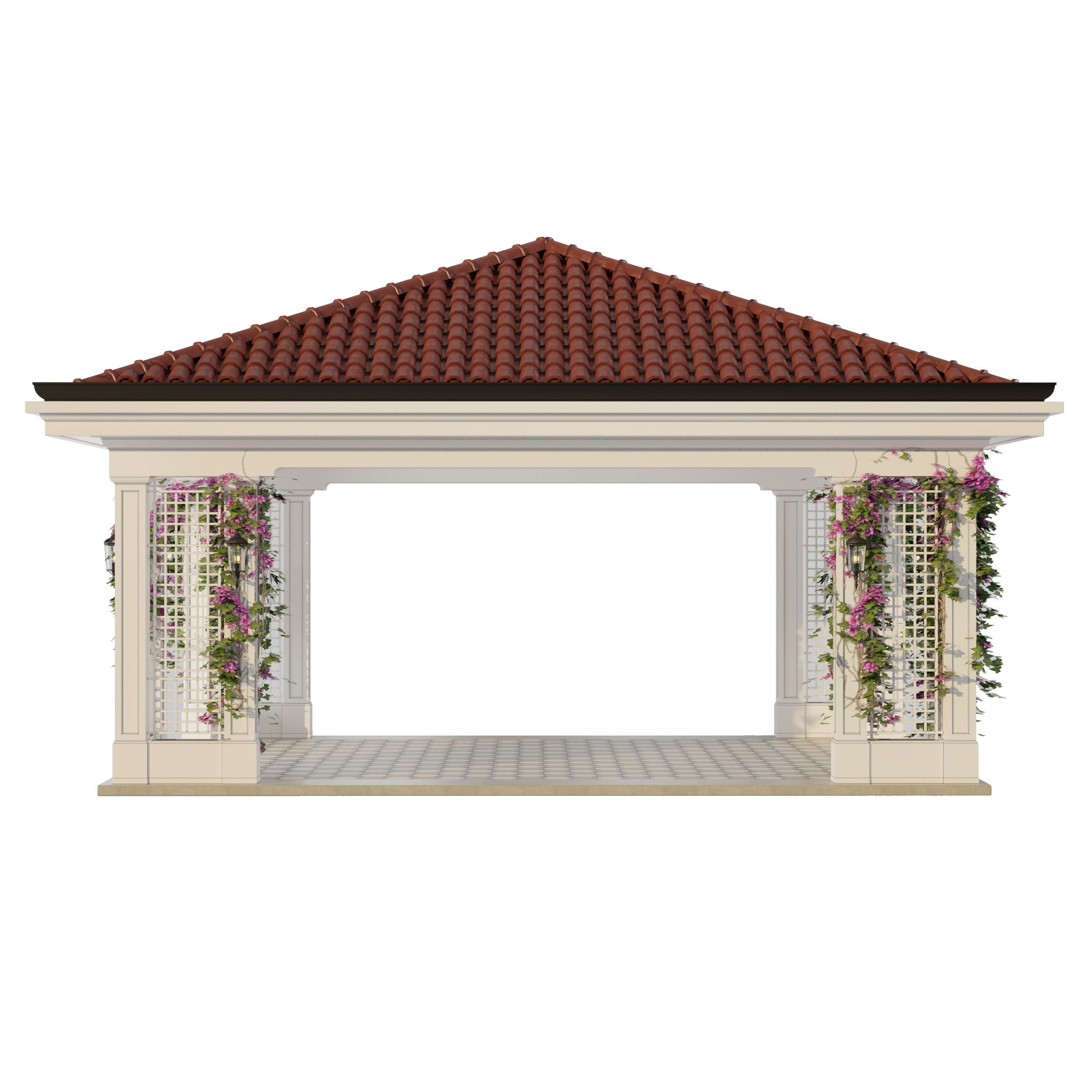 Gazebo with flowers 3D model_8