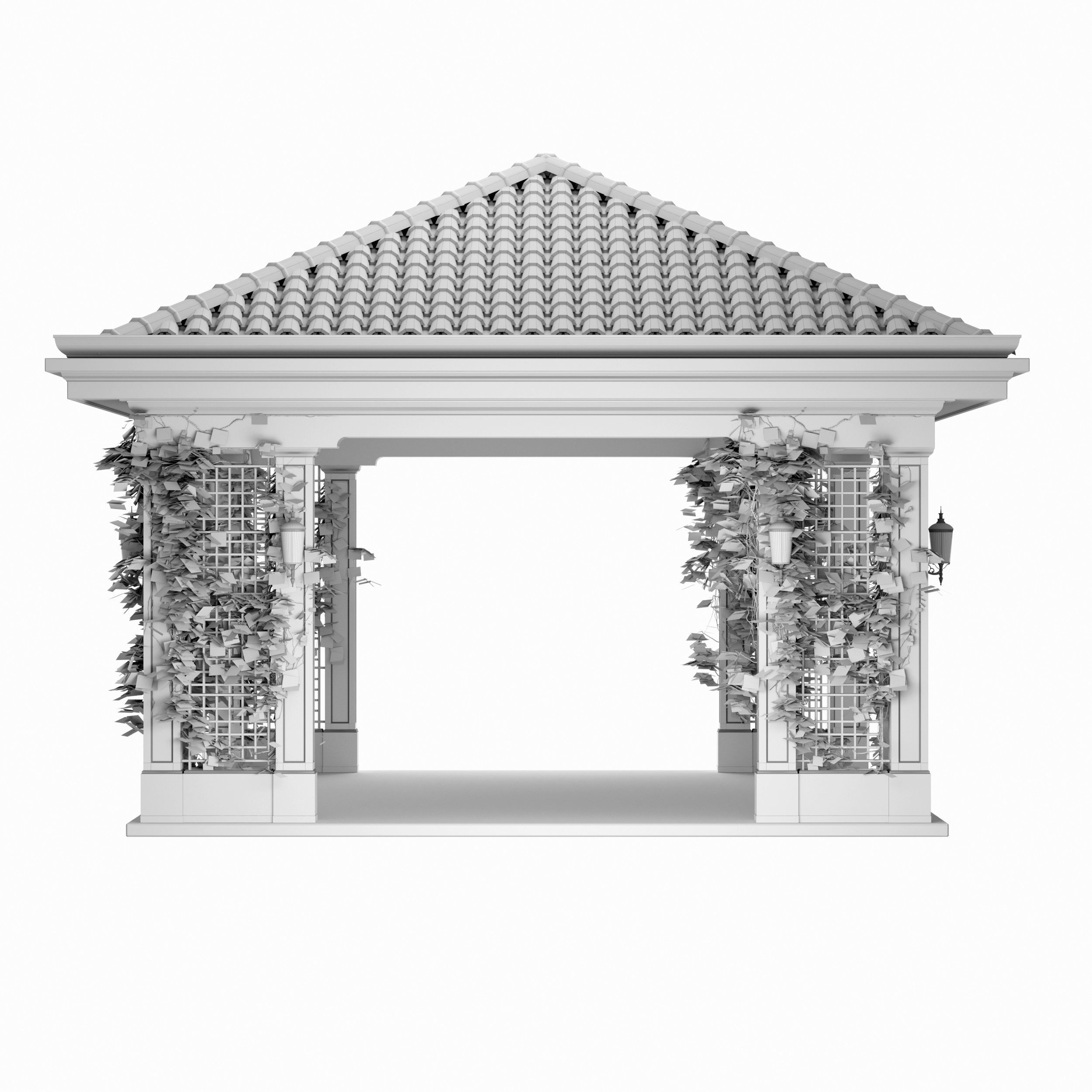 Gazebo with flowers 3D model_10