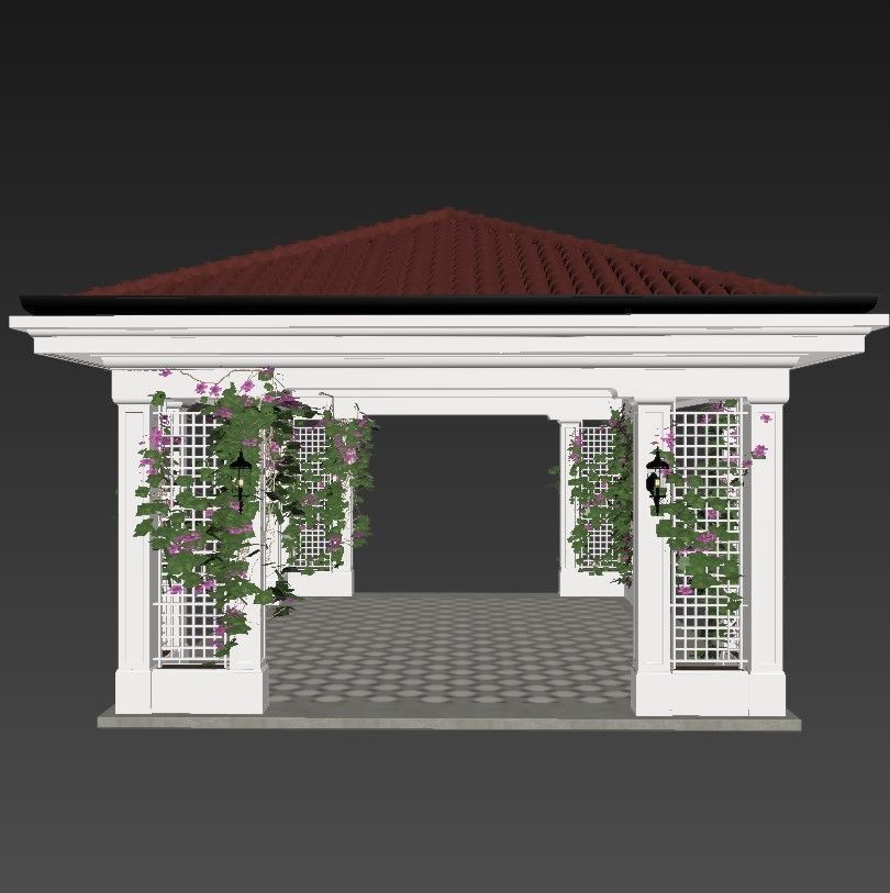 Gazebo with flowers 3D model_6