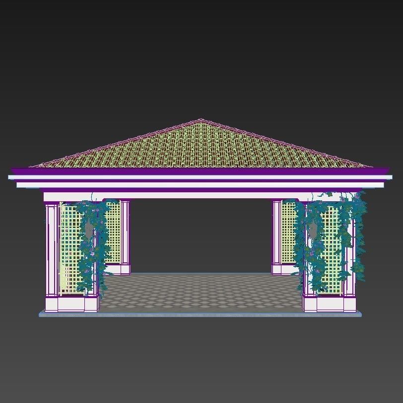 Gazebo with flowers 3D model_14