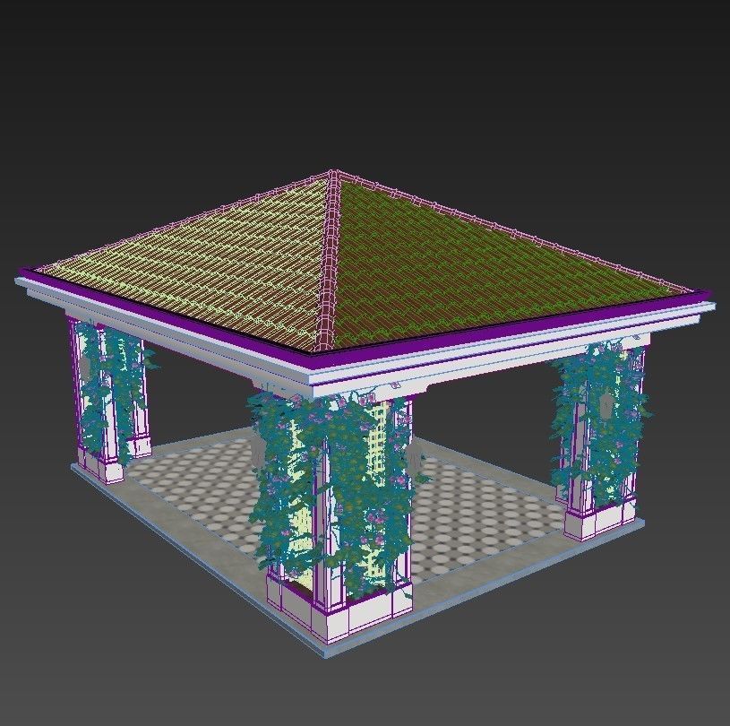 Gazebo with flowers 3D model_13
