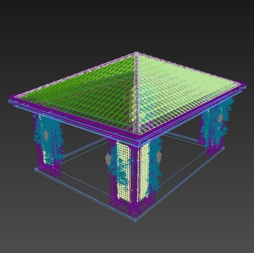 Gazebo with flowers 3D model_2