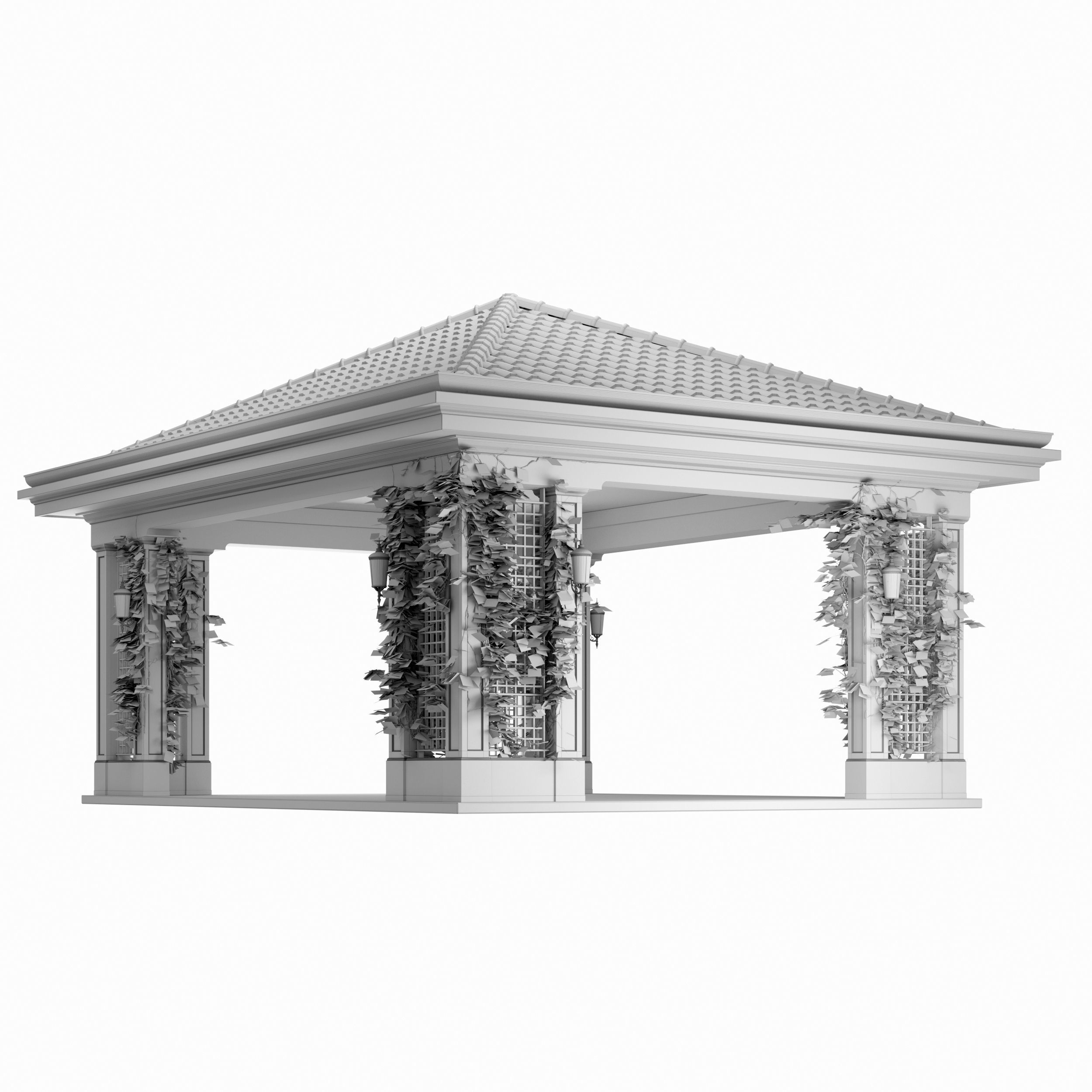 Gazebo with flowers 3D model_11