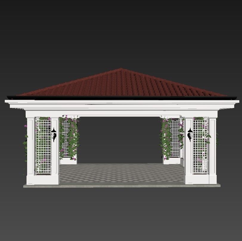 Gazebo with flowers 3D model_5