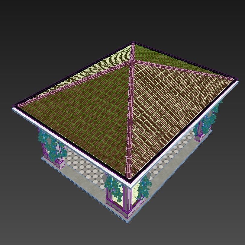 Gazebo with flowers 3D model_1