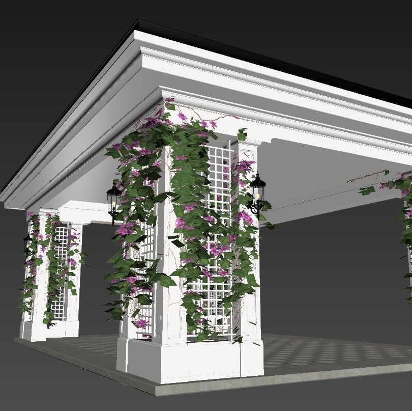 Gazebo with flowers 3D model_3