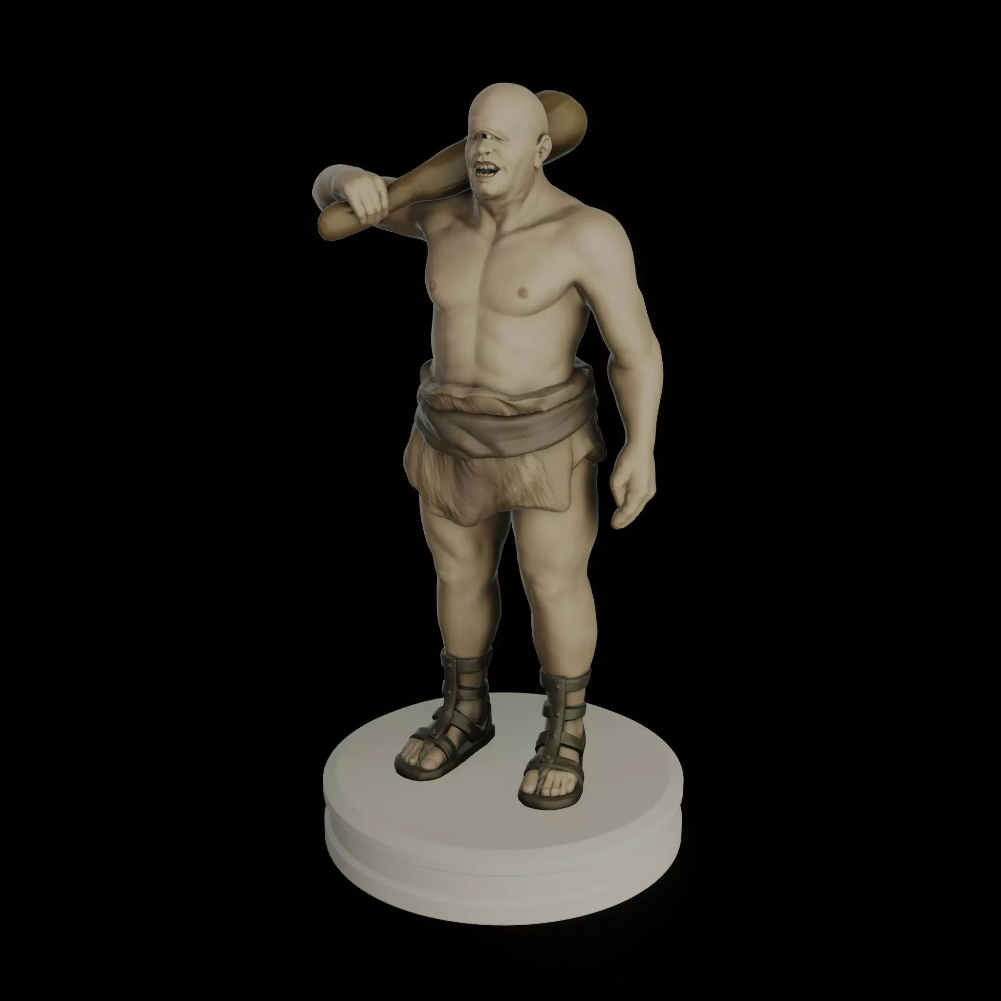 Cyclops statue of man holding hammer Free 3D print model