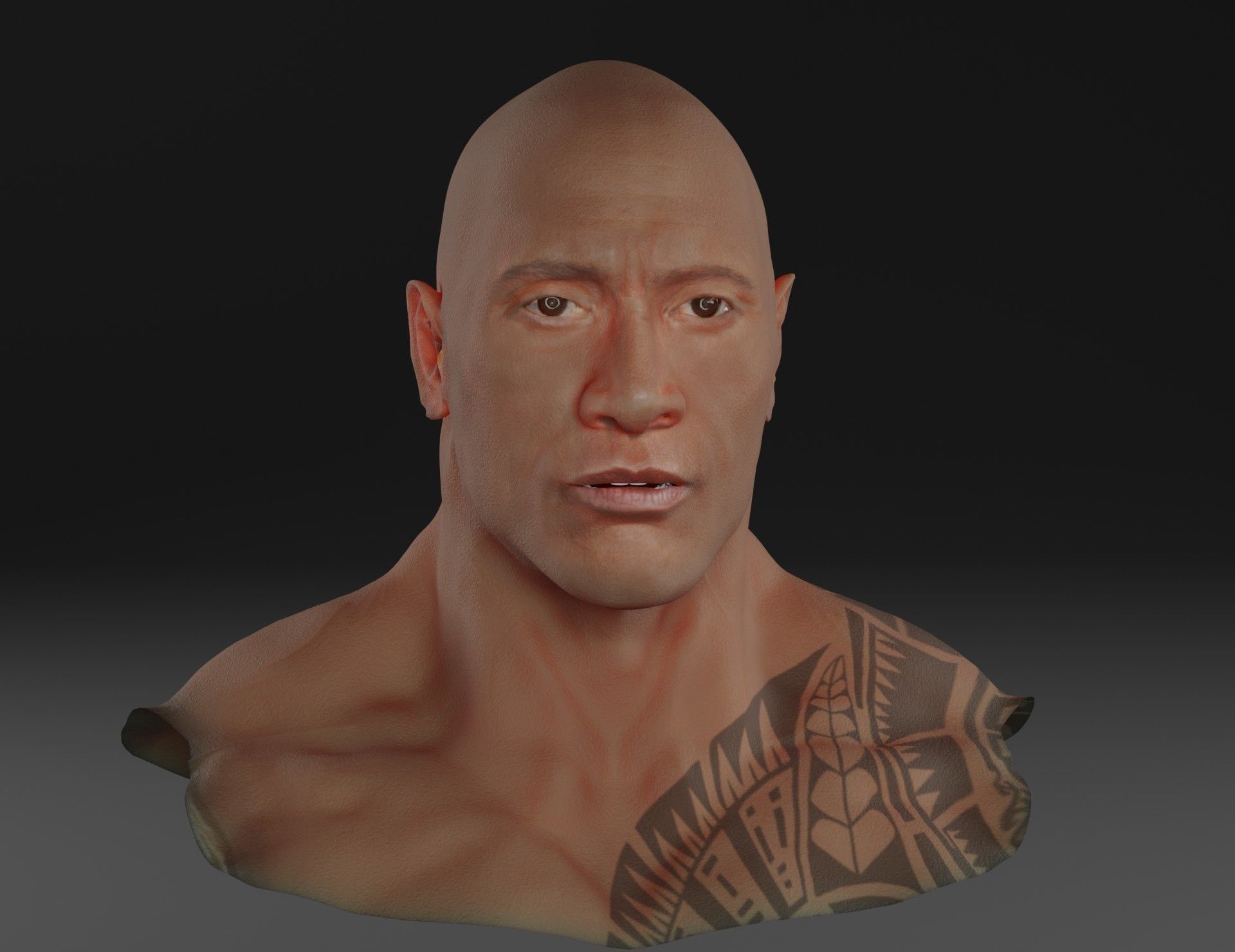 face similar to the face of Dwayne Johnson the Rock 3D model