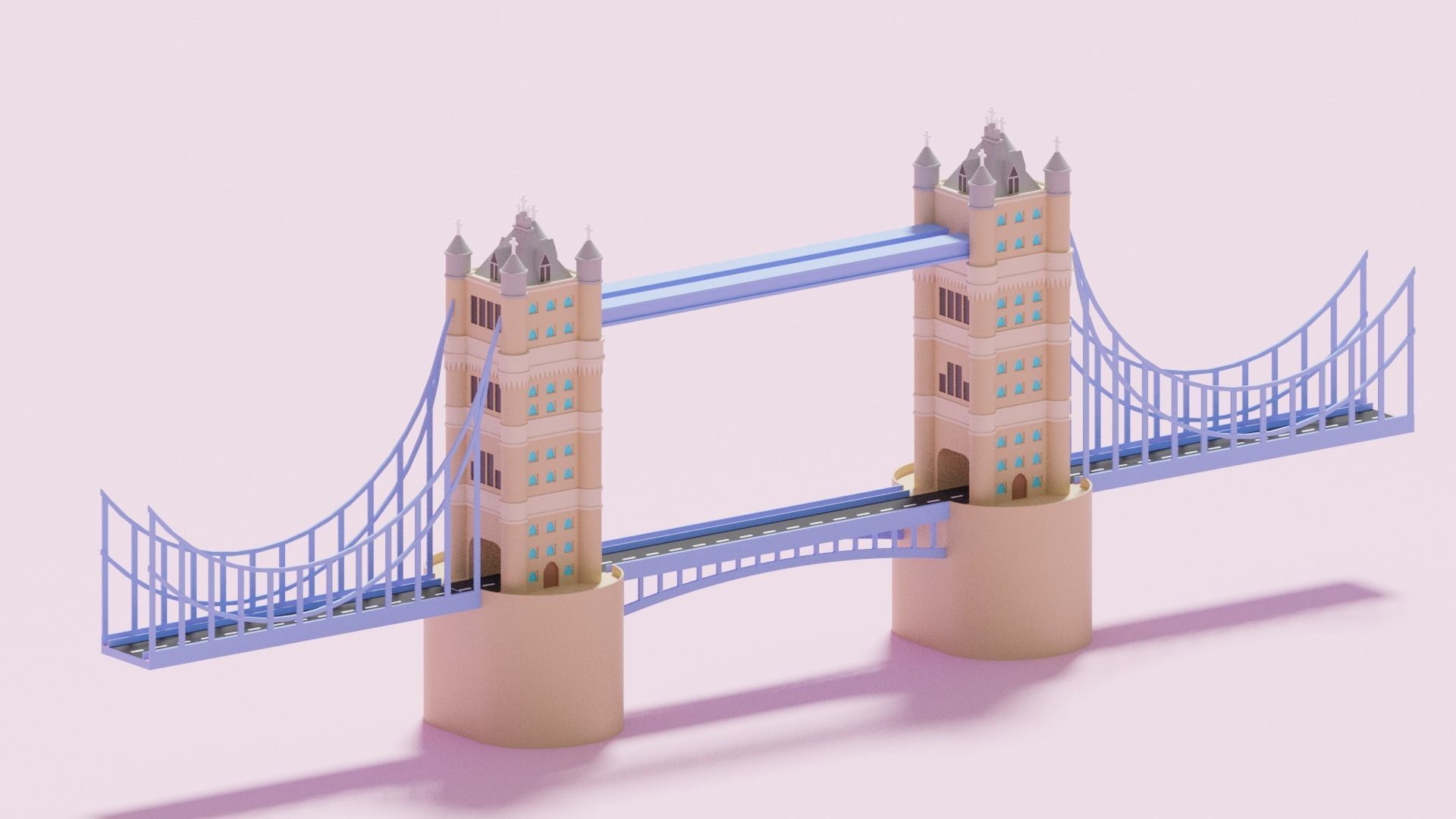 London Tower Bridge Low-poly 3D model_3
