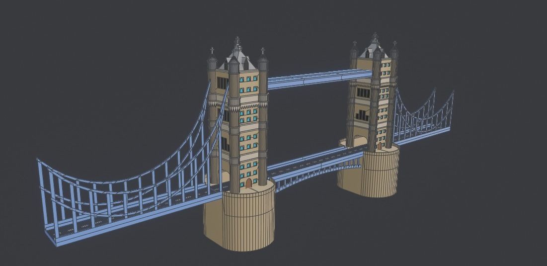 London Tower Bridge Low-poly 3D model_12