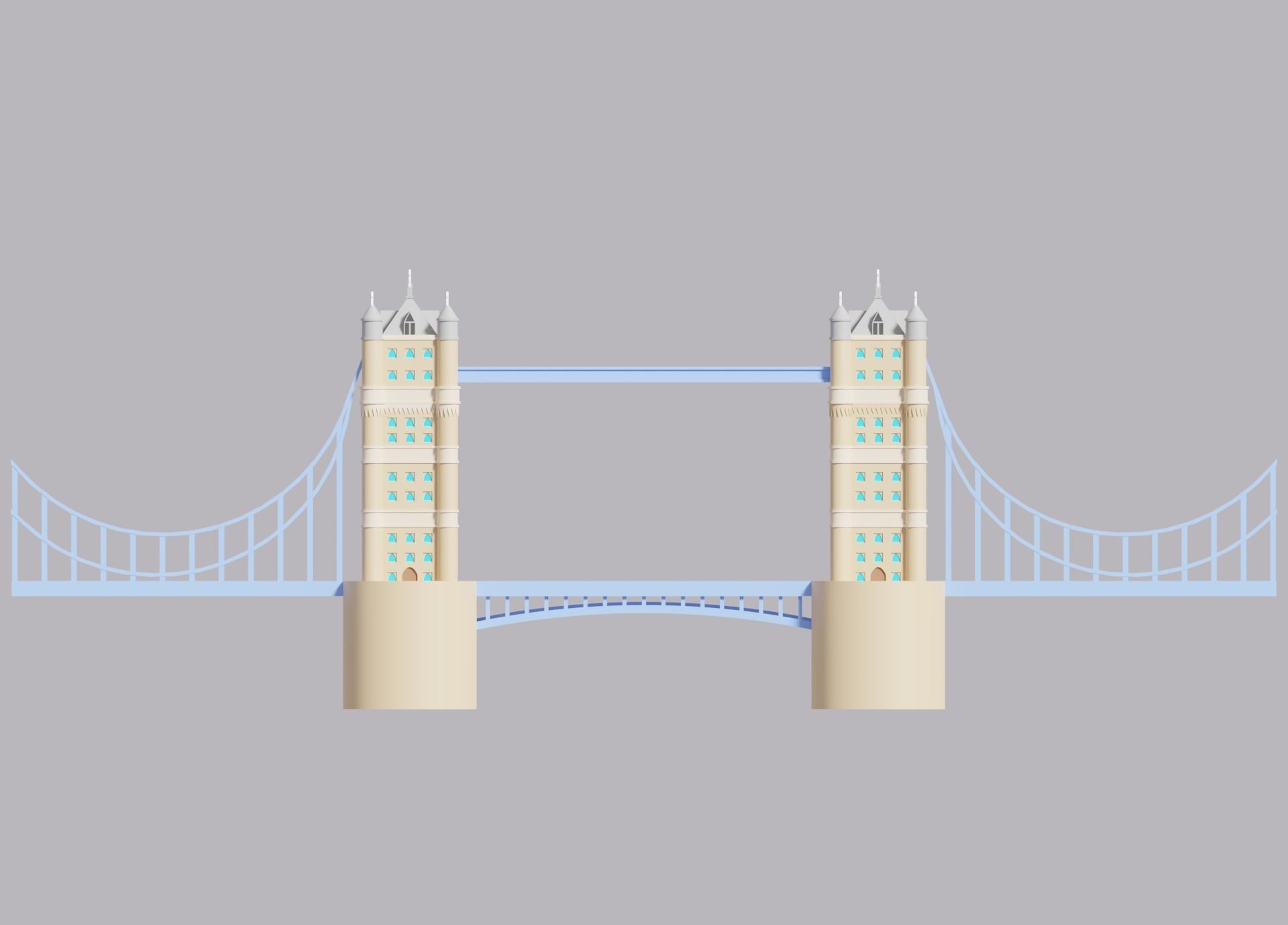 London Tower Bridge Low-poly 3D model_10