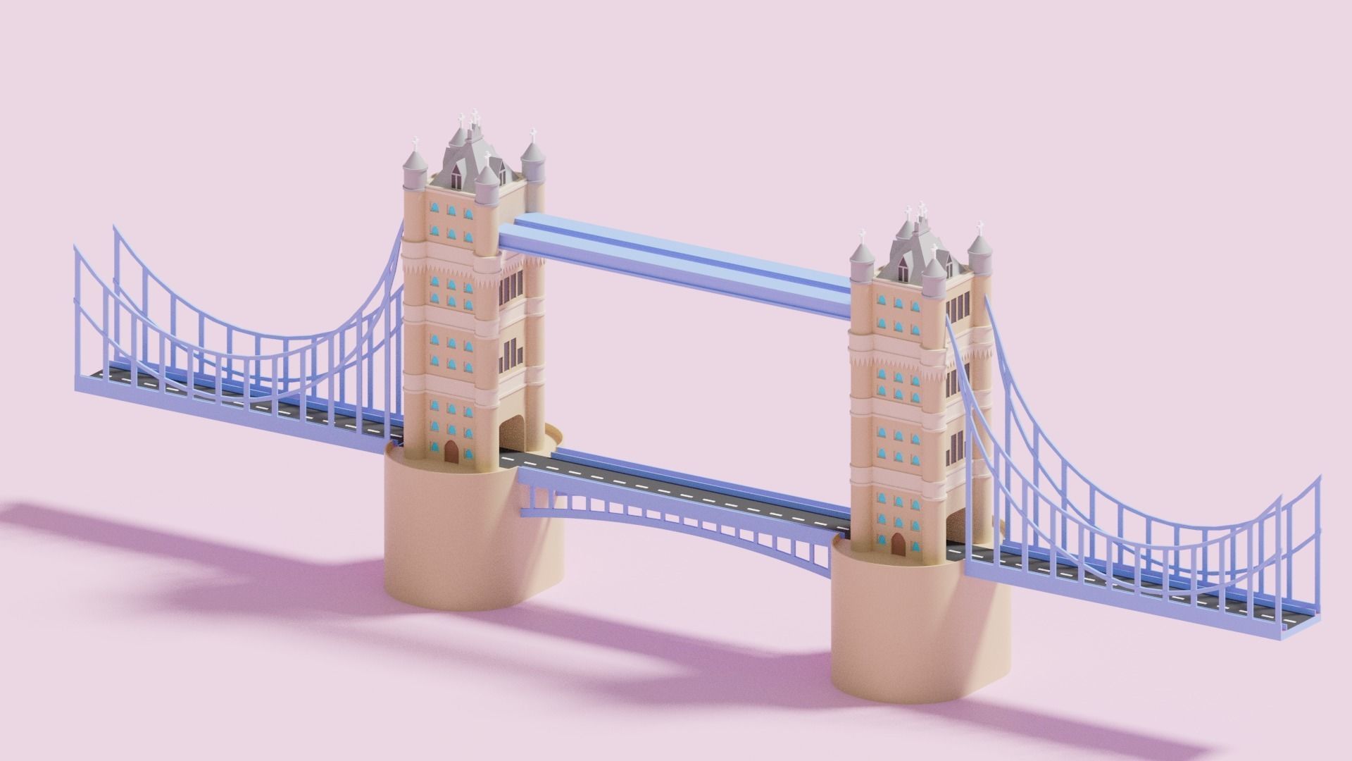 London Tower Bridge Low-poly 3D model_2
