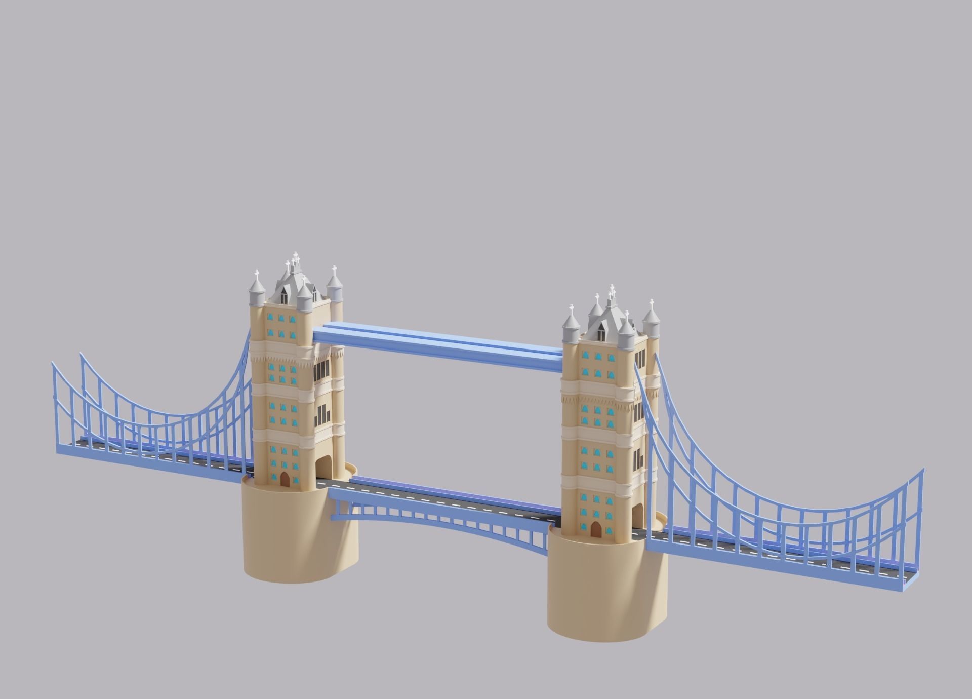 London Tower Bridge Low-poly 3D model_5