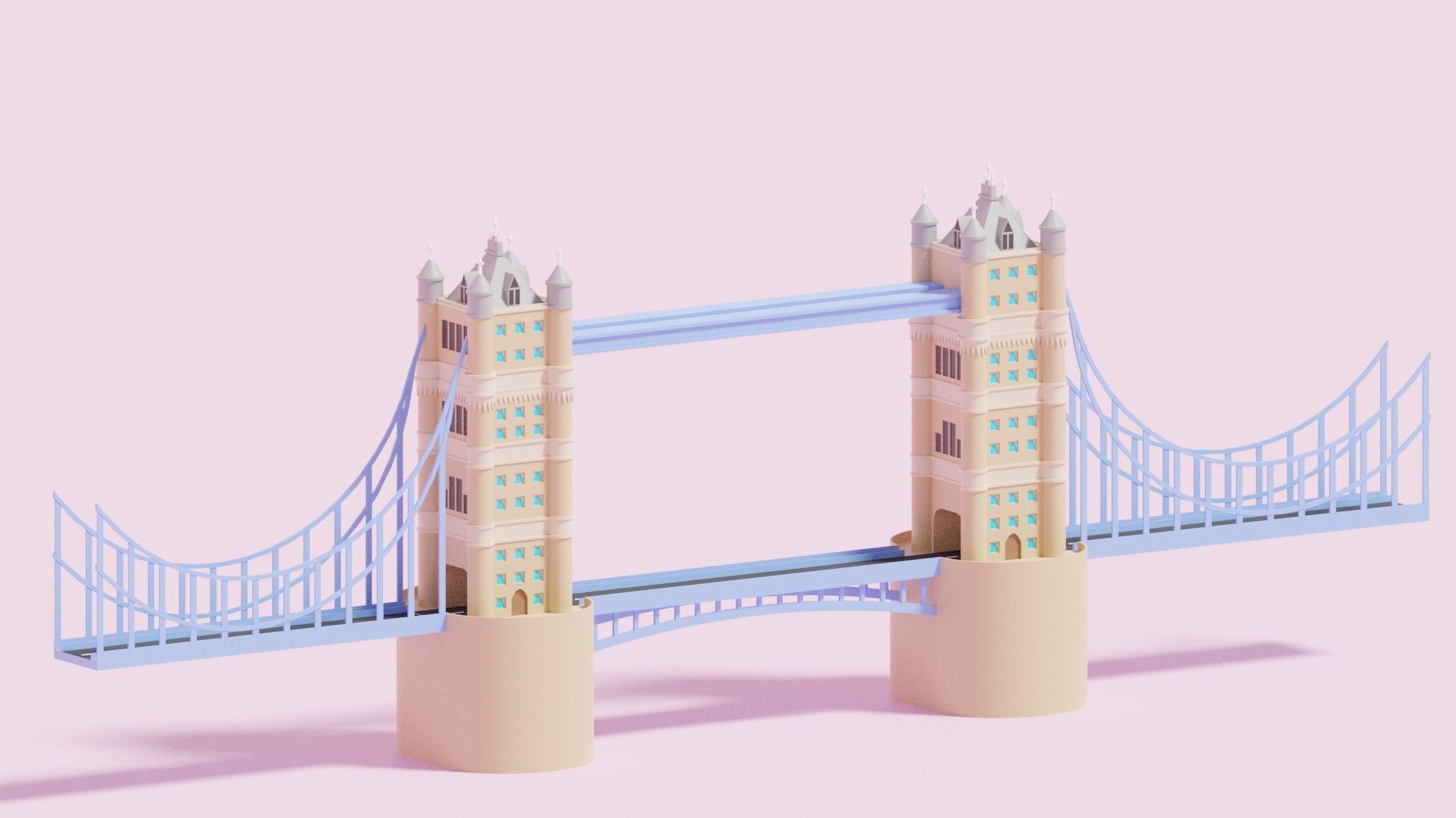 London Tower Bridge Low-poly 3D model_1