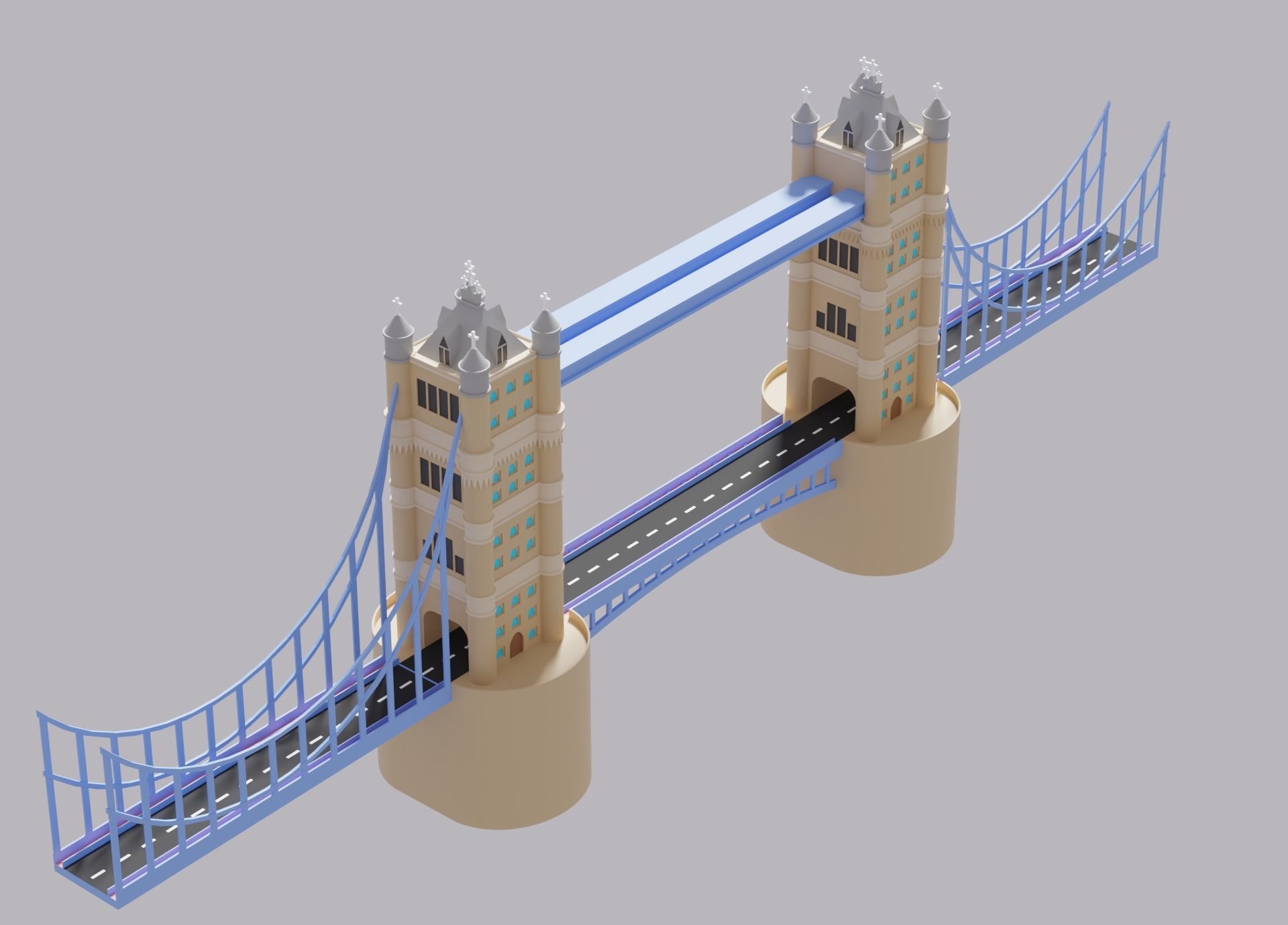 London Tower Bridge Low-poly 3D model_7