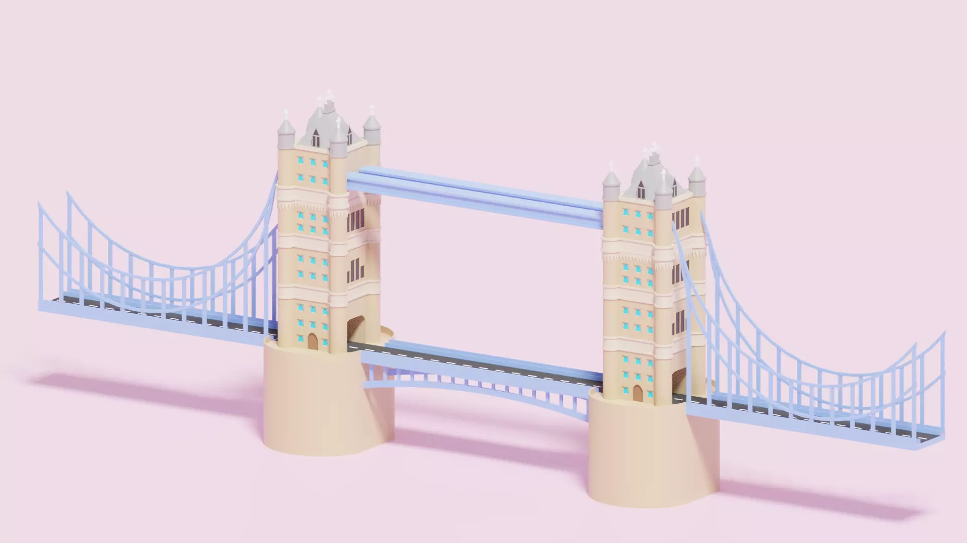 London Tower Bridge Low-poly 3D model_0