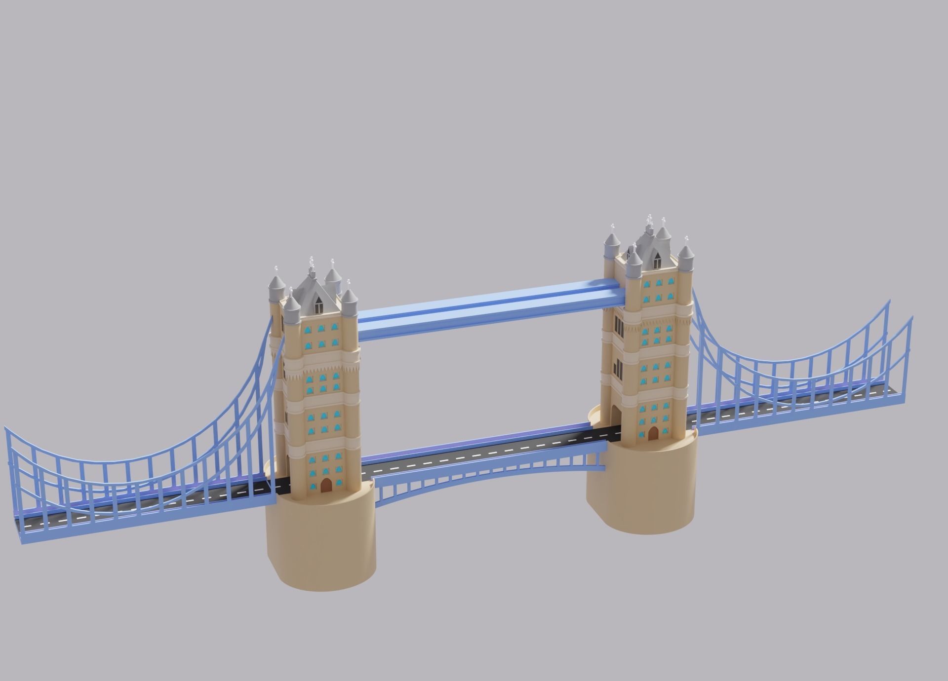 London Tower Bridge Low-poly 3D model_6