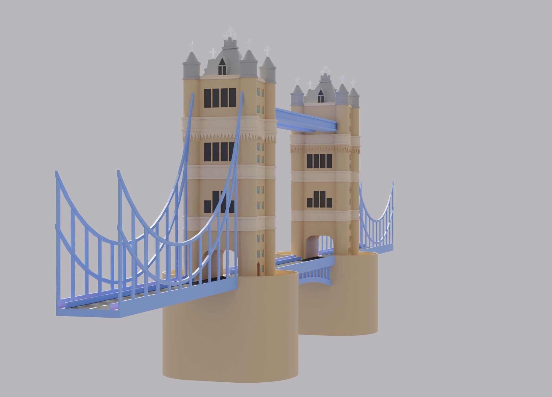 London Tower Bridge Low-poly 3D model_8