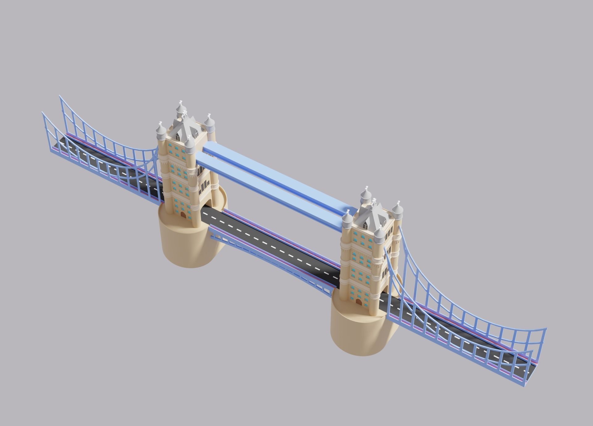 London Tower Bridge Low-poly 3D model_4
