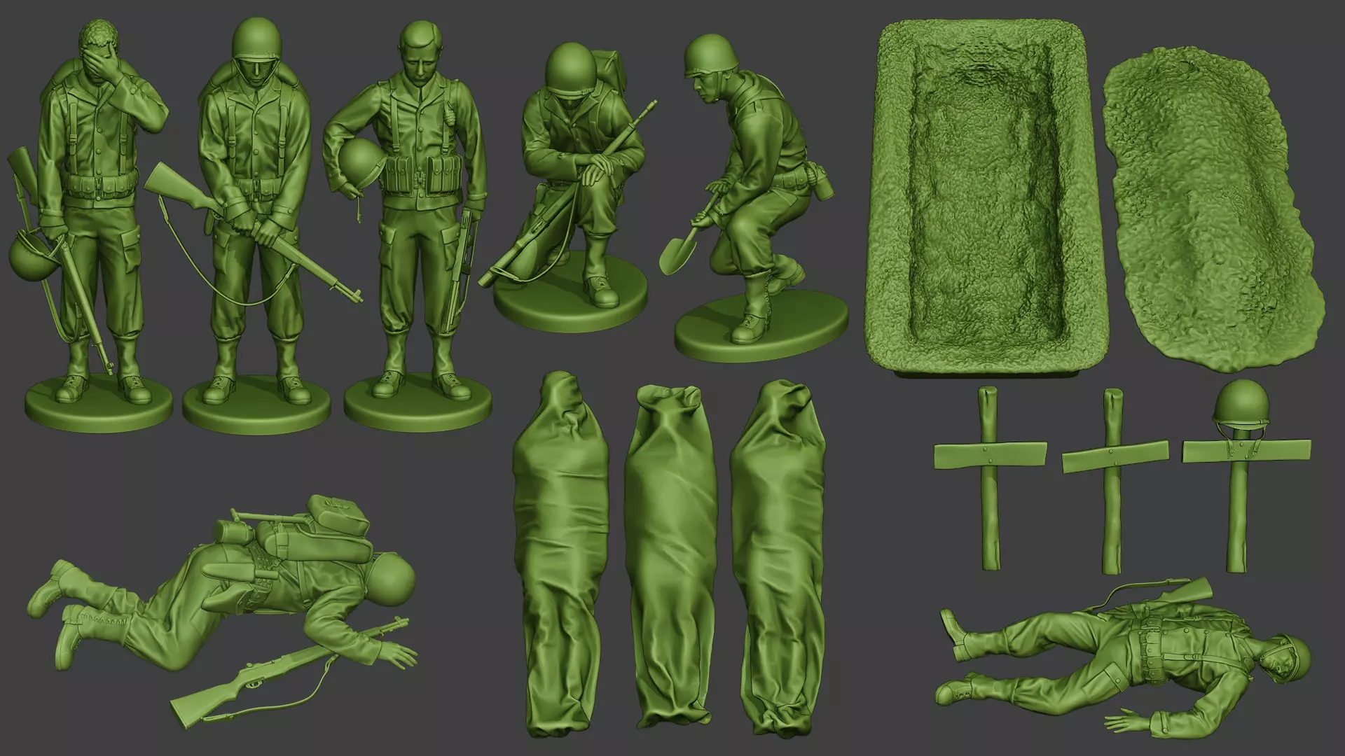 American soldiers ww2 A11 Pack 1 3D Model Collection_0