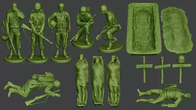 American soldiers ww2 A11 Pack 1 3D Model Collection