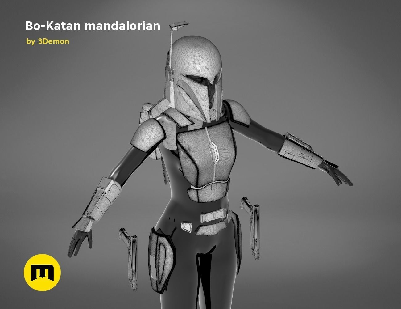 Bo-Katan Mandalorian Armor Set 3D print model_54