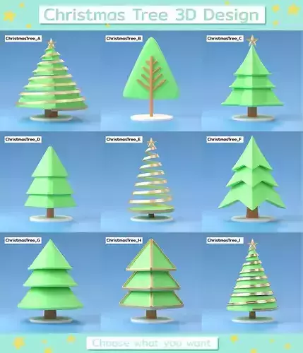Minimal Christmas Tree Type A-J for Decorate your scenes