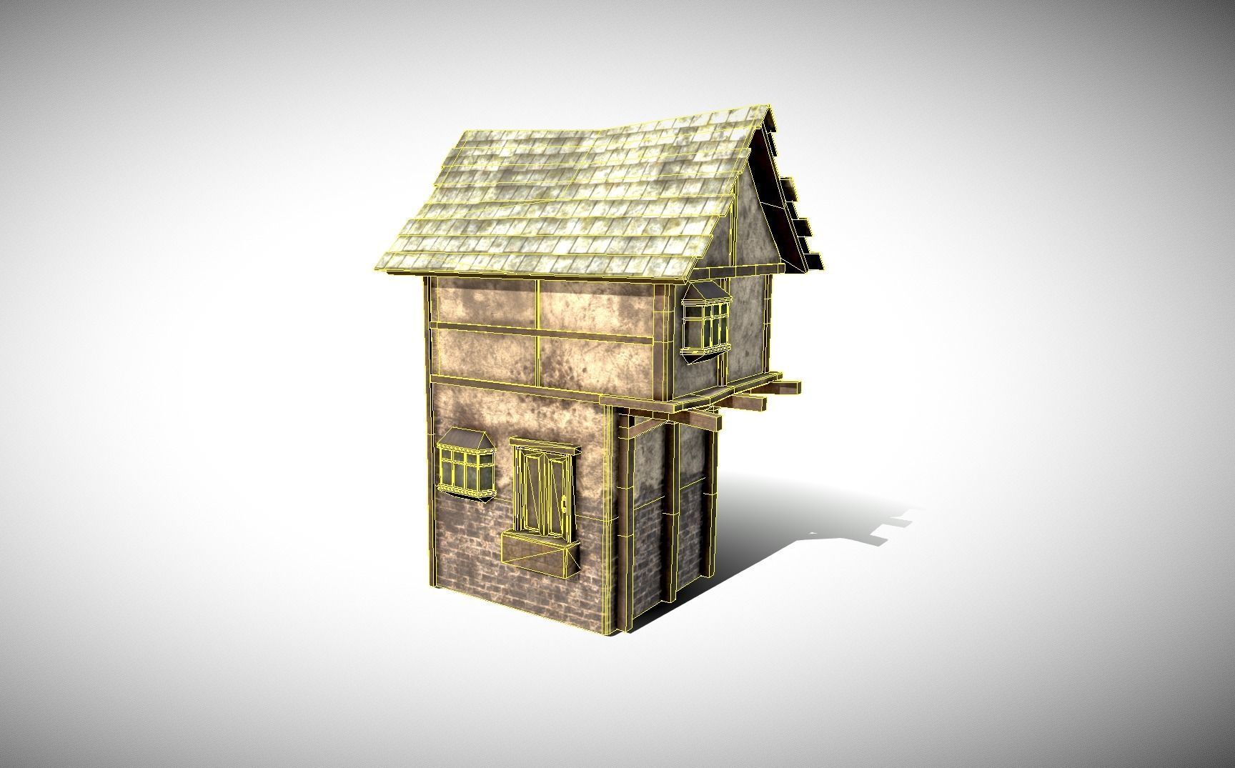 Medieval House Low-poly 3D model_10
