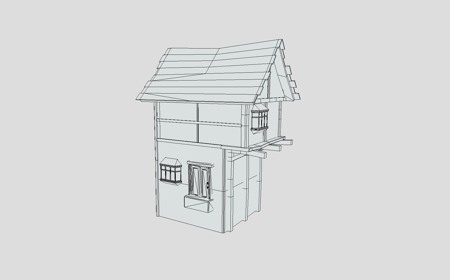 Medieval House Low-poly 3D model_9