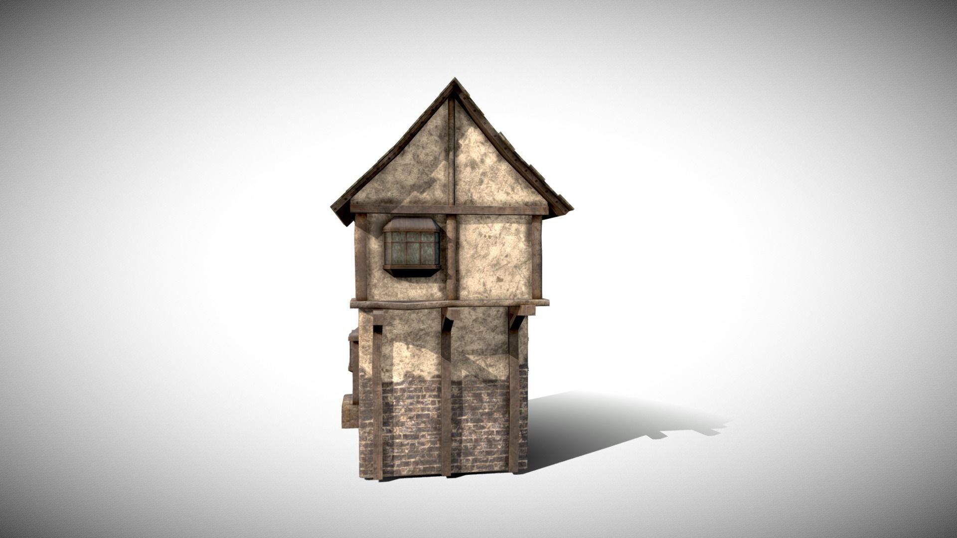 Medieval House Low-poly 3D model_1