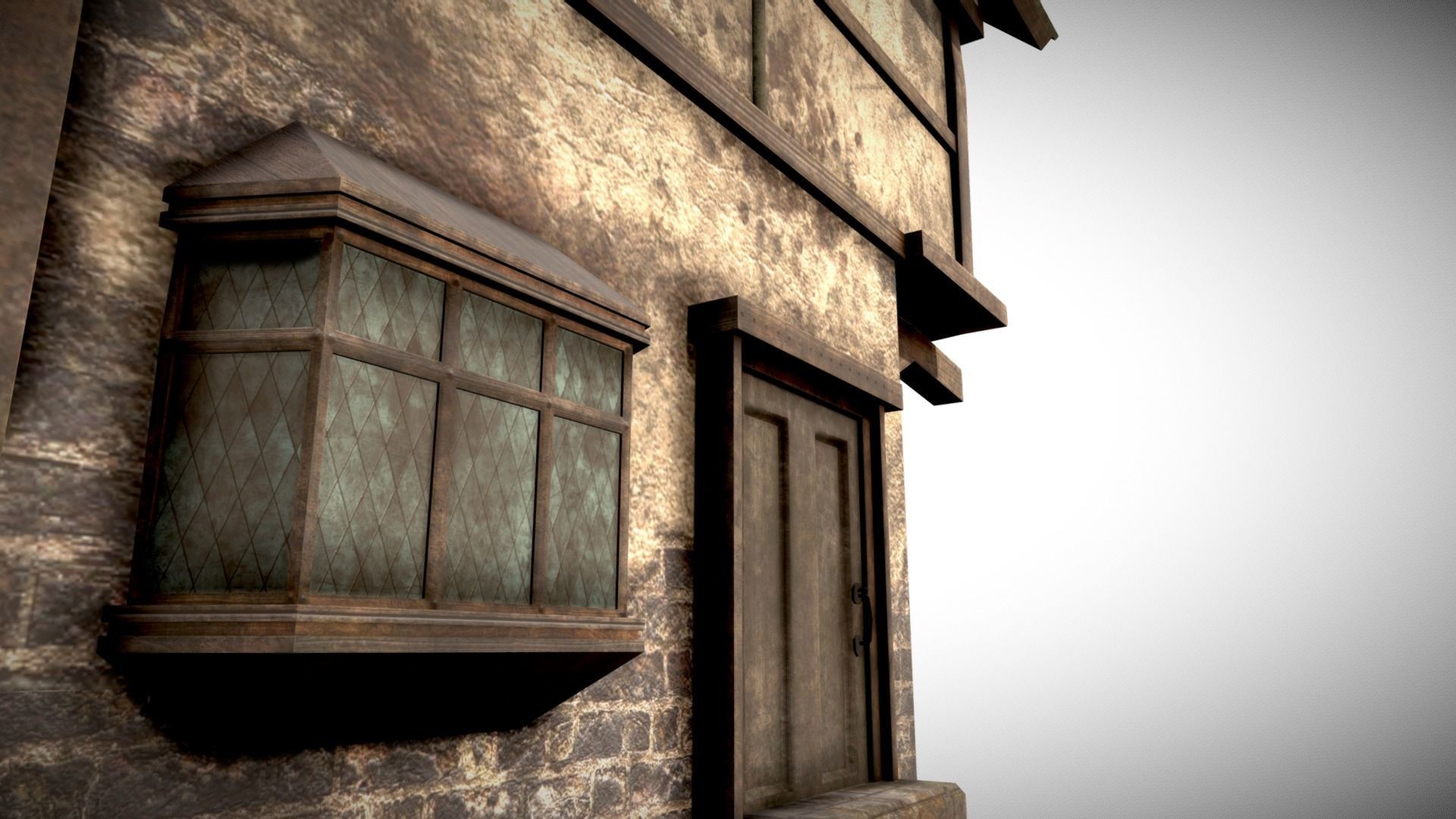 Medieval House Low-poly 3D model_5